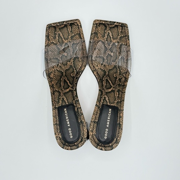 NEW Good American‎ Block Heel Slide Sandal Desert Snake Size 13 GA119K-X - Picture 2 of 13